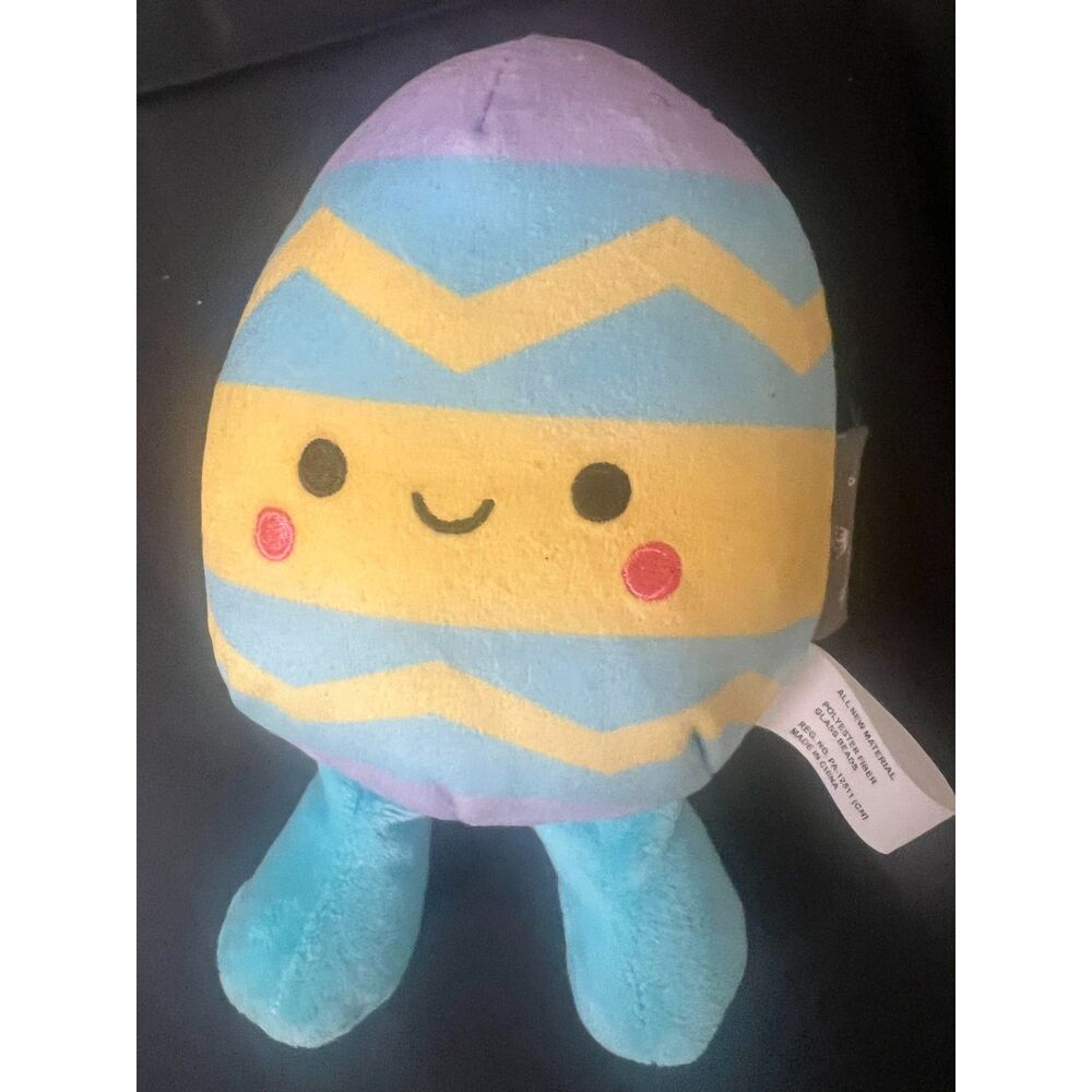 Hallmark Easter Egg Mini Plush 6.5” Long Embroidered Face Multicolor Stripes